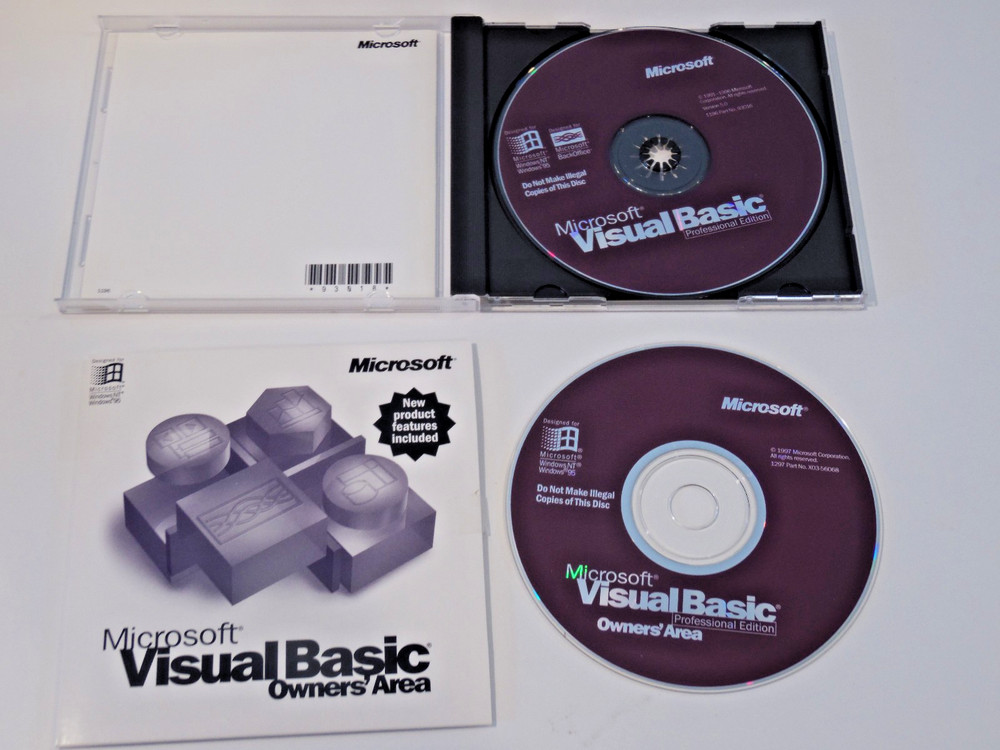 Microsoft Visual Basic 5.0 Professional Edition VB5 Pro CD-ROM in Retail Box