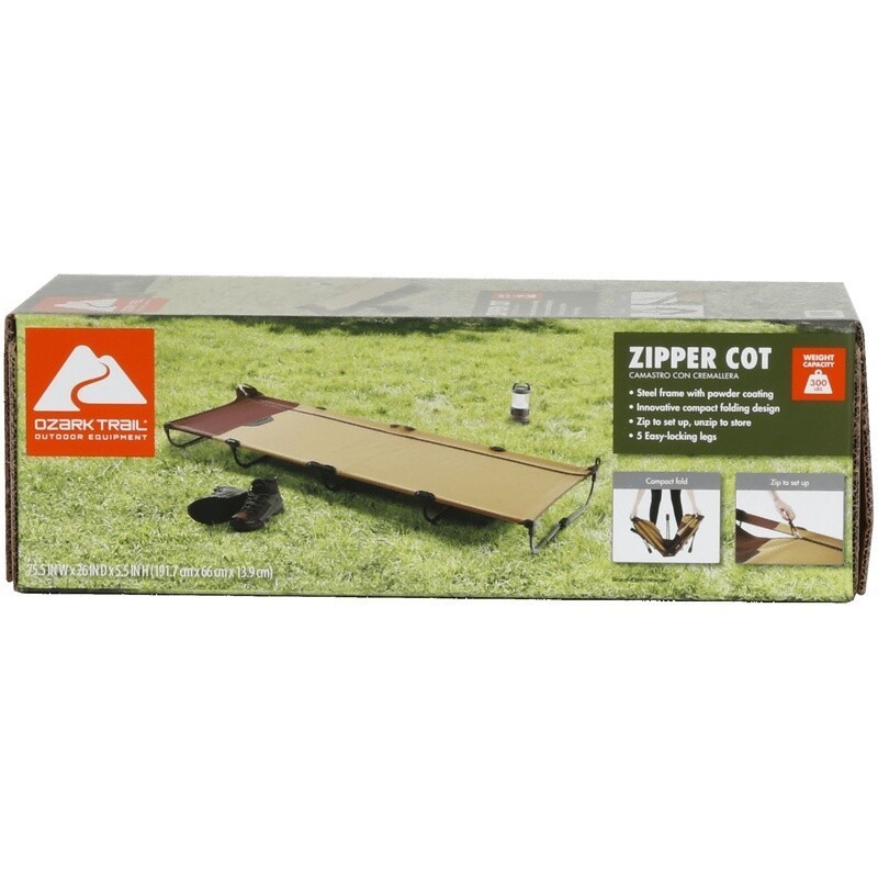 Zipper Folding Cot Compact Portable Sleeping Bed Camping Backpacking Travel Cot