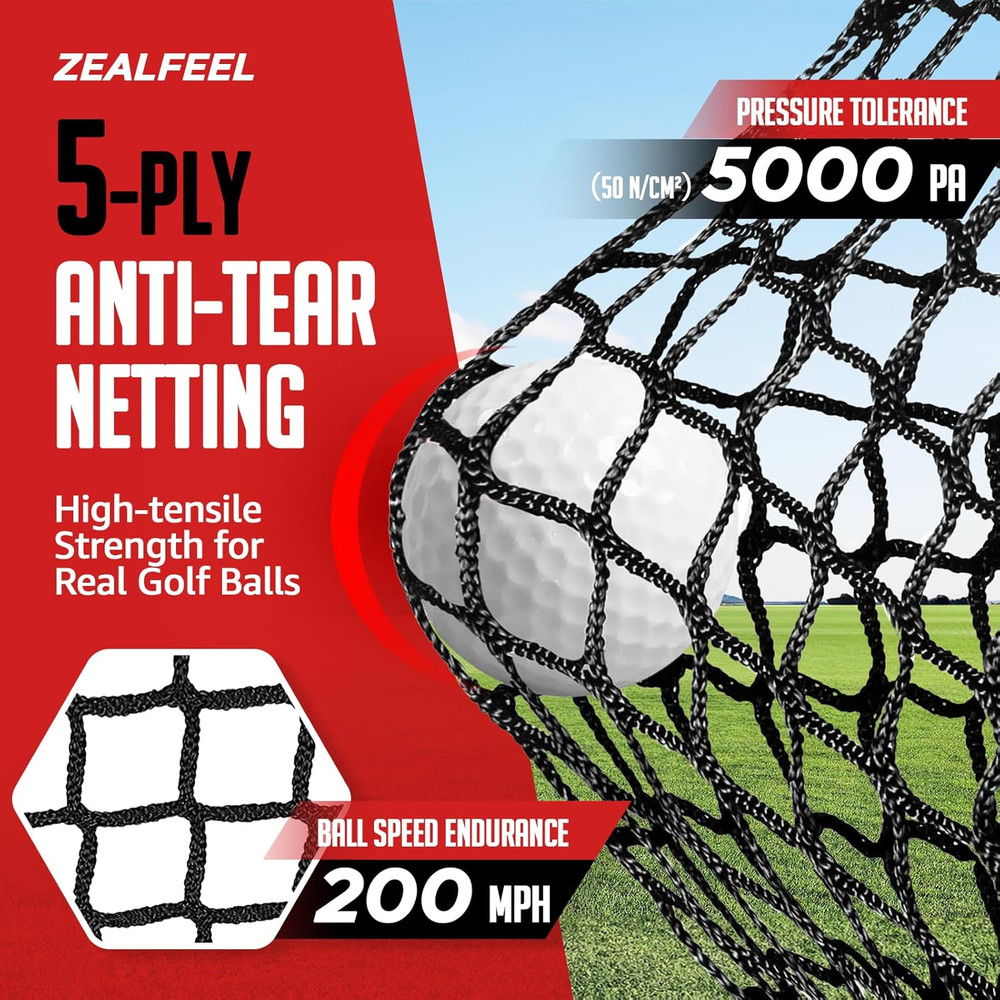 Golf Net, 10X7Ft Practice Net with Chipping Net, Foldable Mat, Silk Target, 8 Te