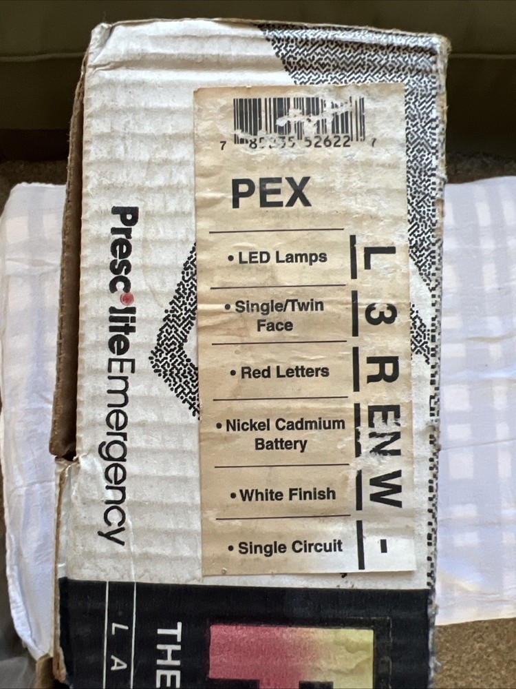 PEXEmergency Exit Sign LED Red Letters Battery Backup Double-Sided Mountable NEW