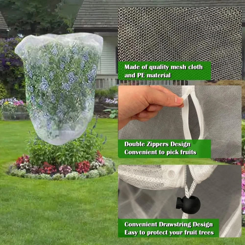 Fruit Tree Netting Large Fruit Tree Covers with Zipper to Protect Fruit from Squ