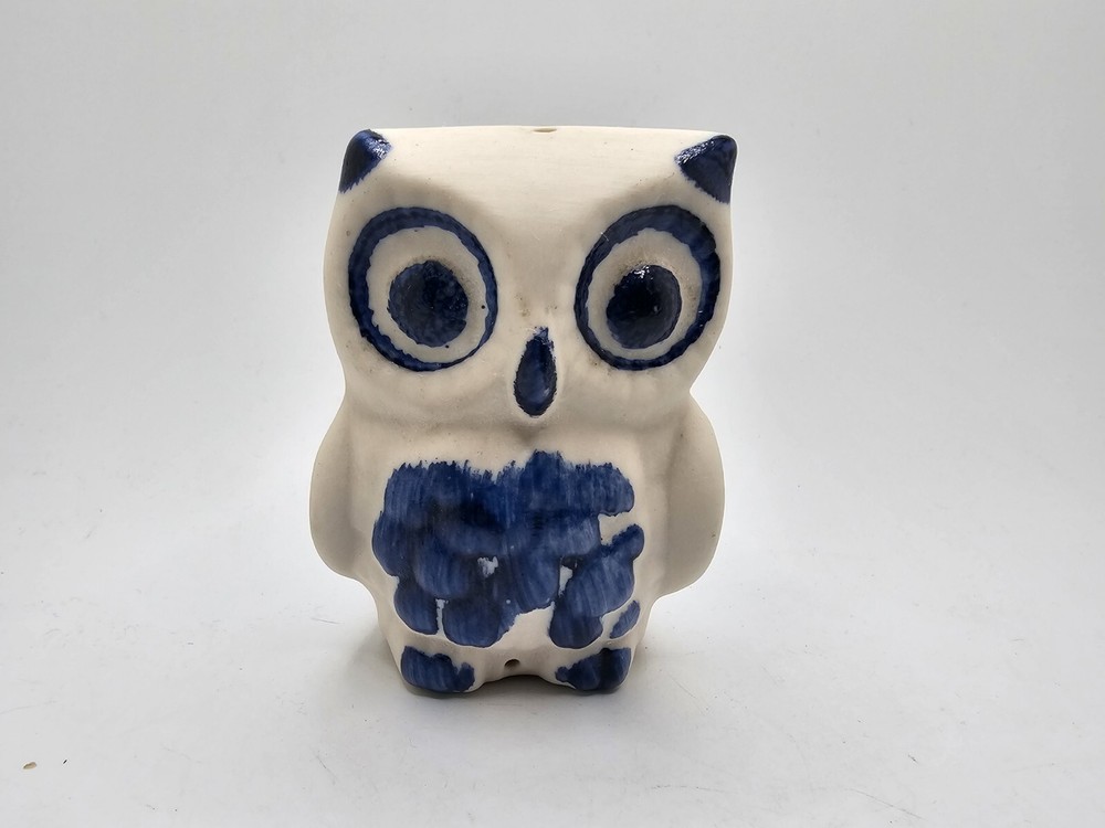 Vintage Veva Pottery Owl Windchime Base Only Blue White