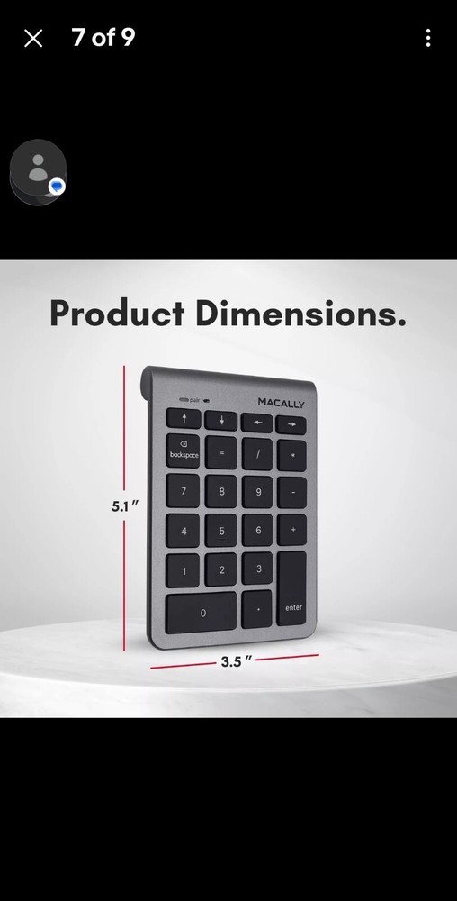 Macally Bluetooth Number Pad for Laptop - Wireless Numeric Keypad - 35-Key Nu...