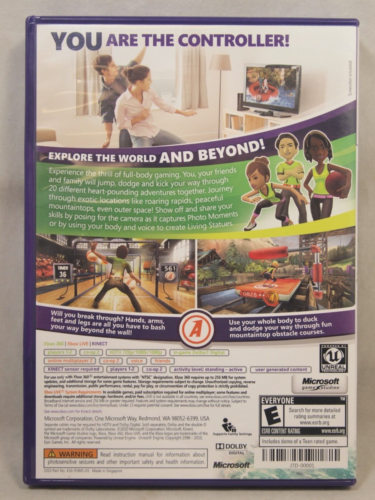 Official Microsoft Xbox 360 Kinect Sensor Model 1414 with Kinect Adventures Game