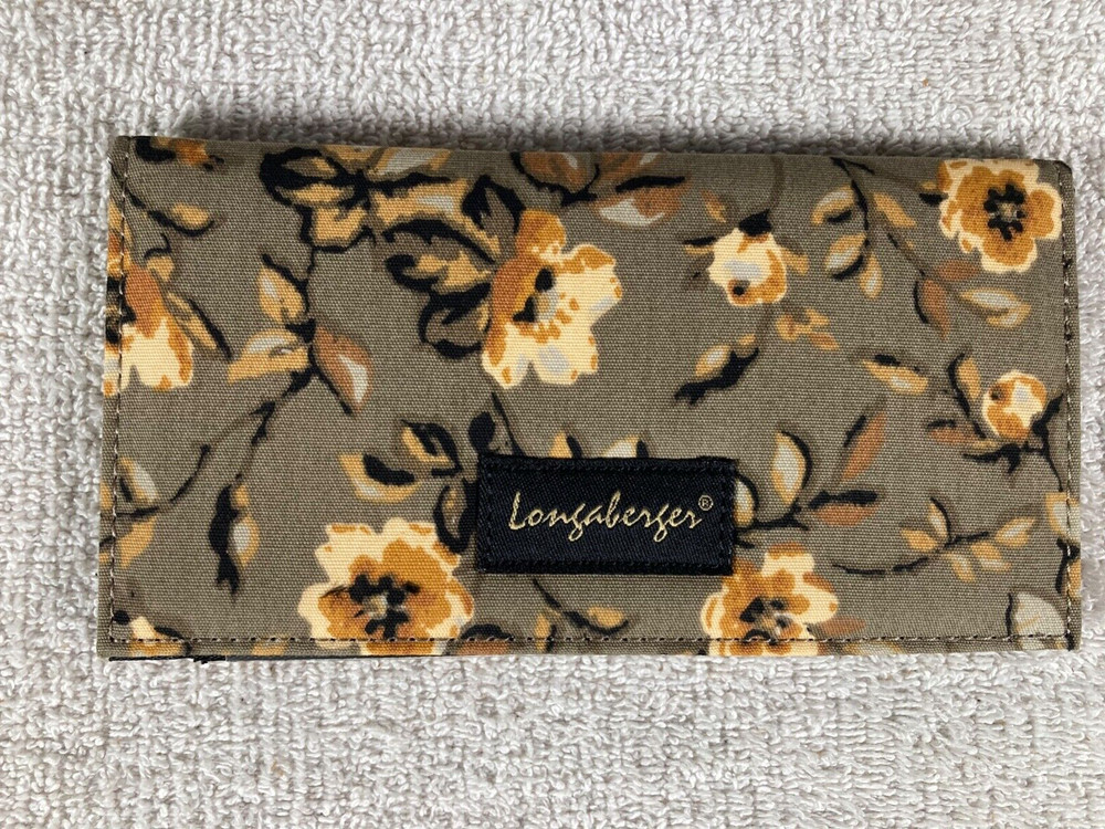 Longaberger  " Khaki Floral " CHECKBOOK COVER - NEW