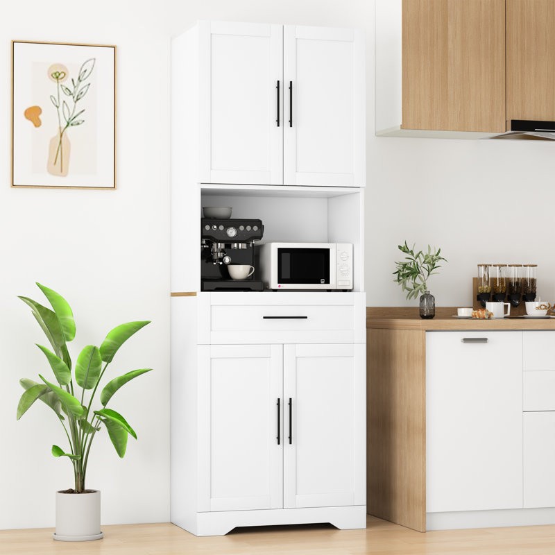 HOMMOW 67.4" Kitchen Pantry Cabinet With Adjustable Shelves