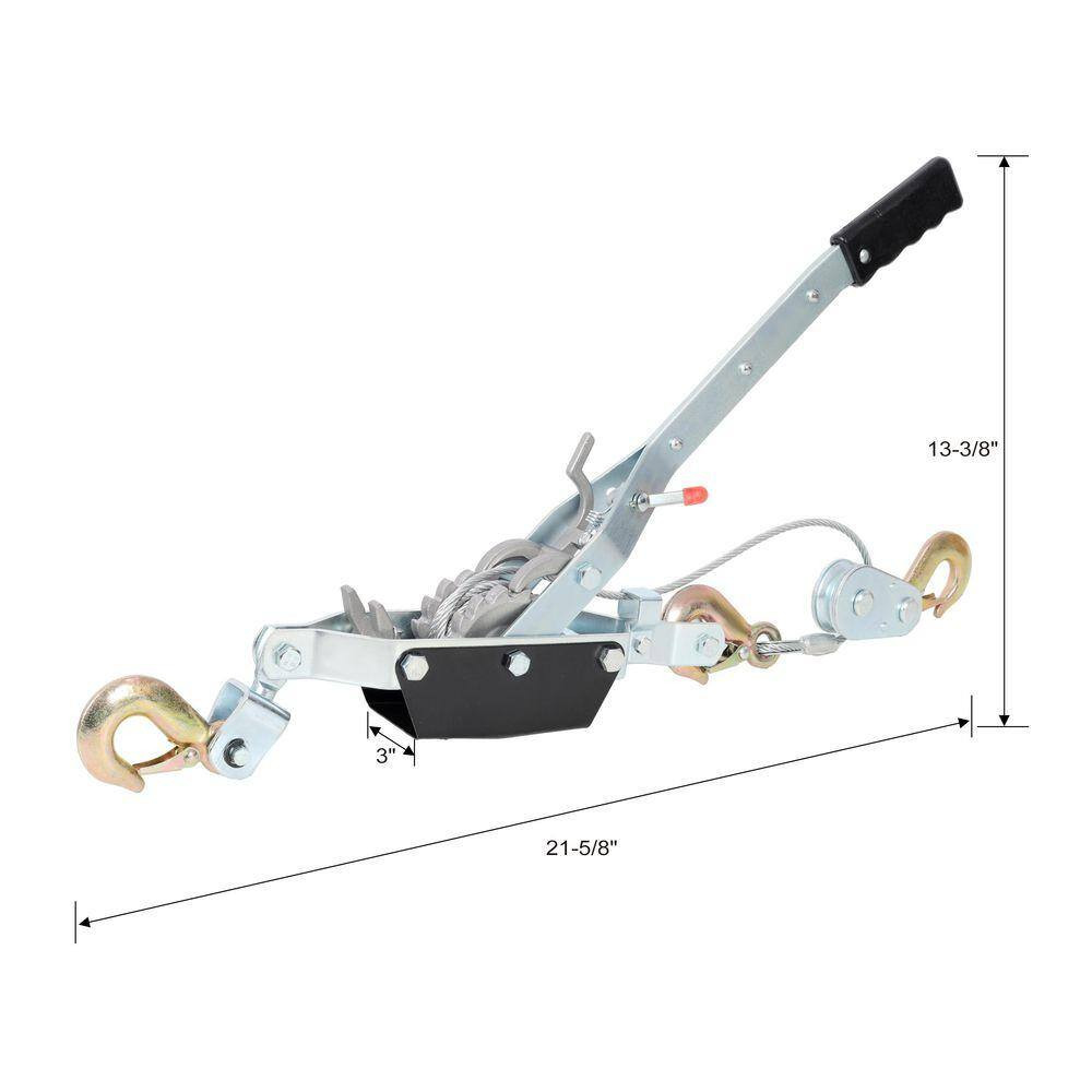 Silver Steel 2 T Double Gears Ratchet System Hand Winch Puller with 3 Hooks and