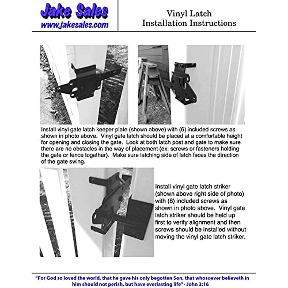 Vinyl Fence Hardware Kit - White Gate Hinges & Latch - Single Gate Kit