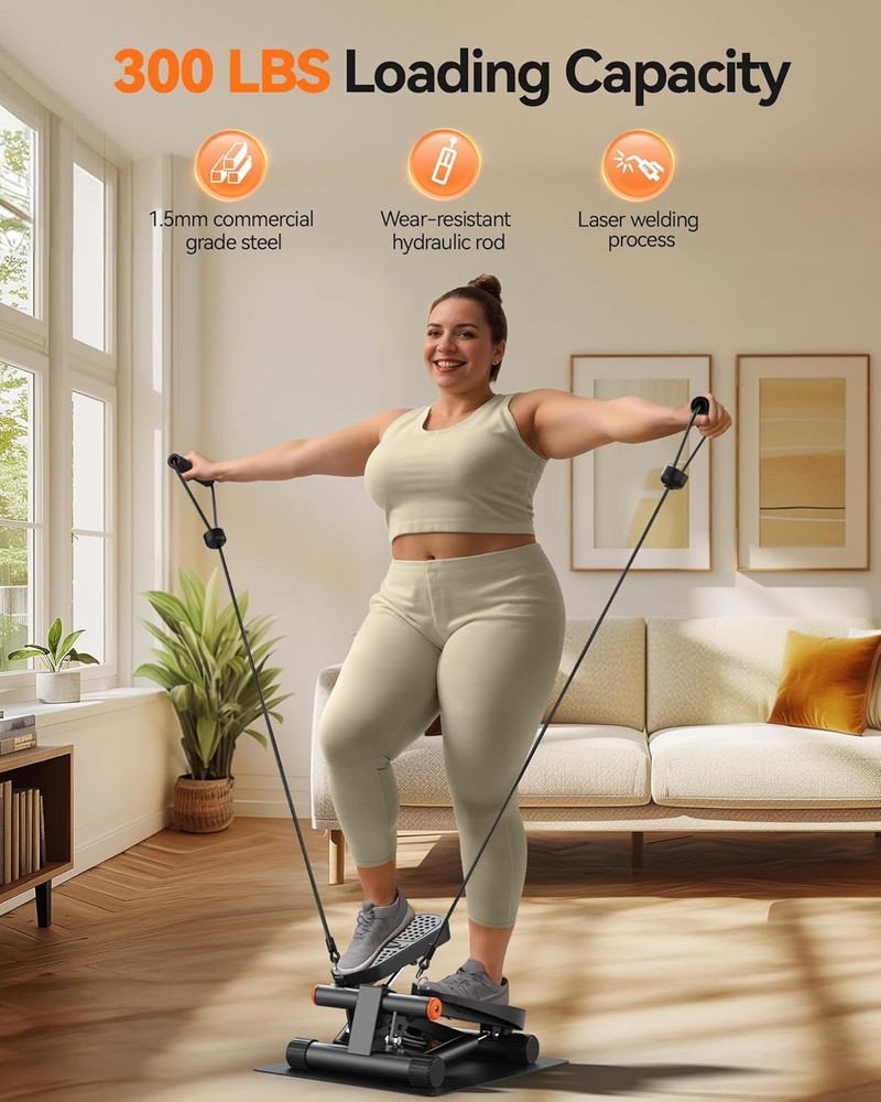 Steppers for Exercise, Stair Stepper with Resistance Bands, Mini Stepper