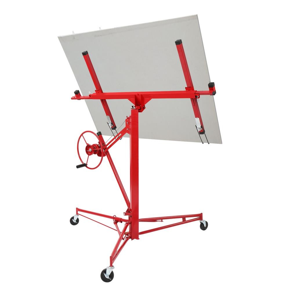 Red 16FT Drywall Lift Plasterboard Panel Rolling Lifter Lockable Industrial Tool
