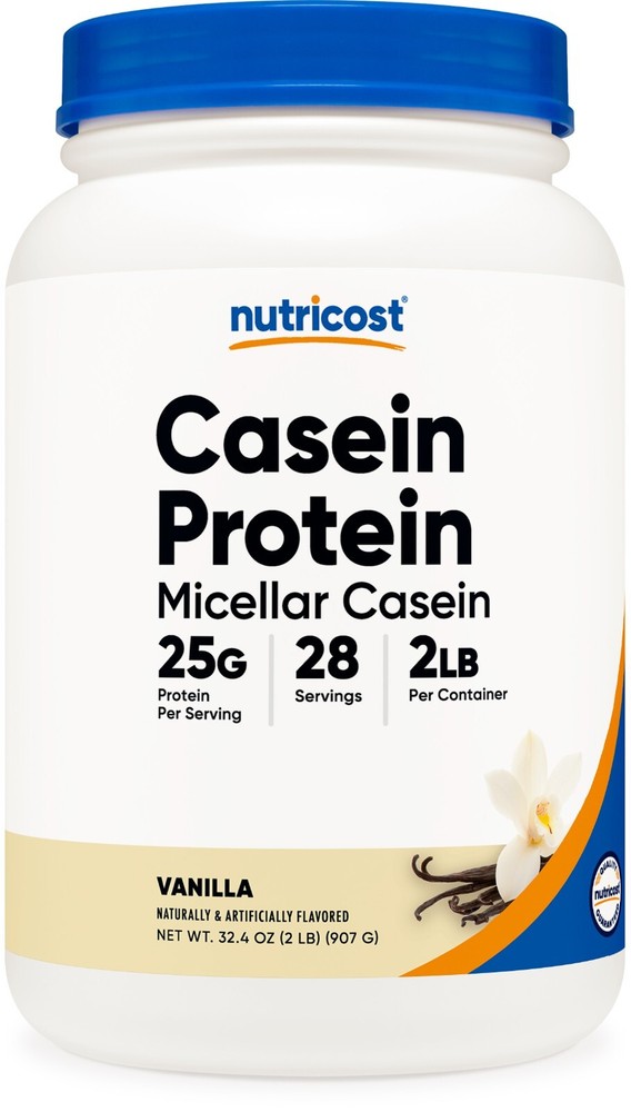 Nutricost Casein Protein Powder 2lb Vanilla - 100% Micellar Casein