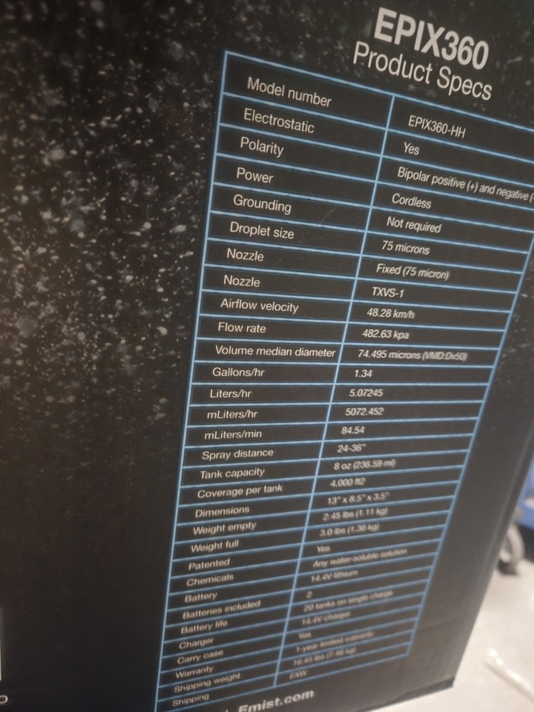 eMist Epix360 Electrostatic Sprayer & Case