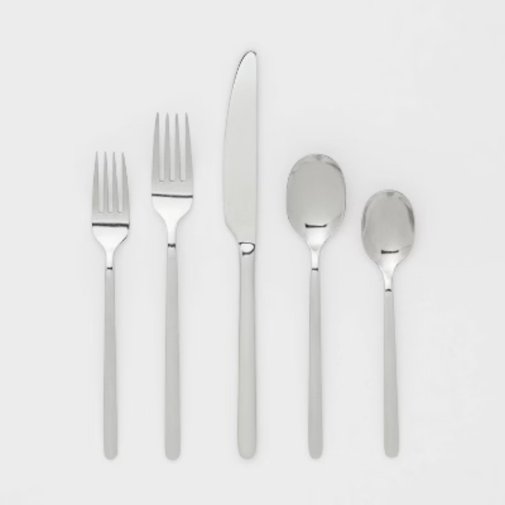 20pc Flatware Set Silver - Room Essentials: Stainless Steel Silverware Set,
