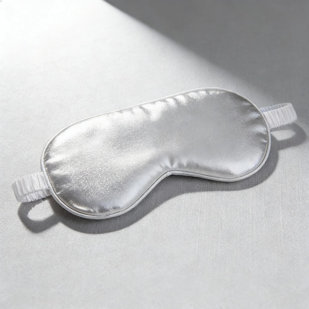 Sleep Eye Mask, Imitation Silk, Silver, Bedroom Sleep, Light Blocking, Soft, Uni
