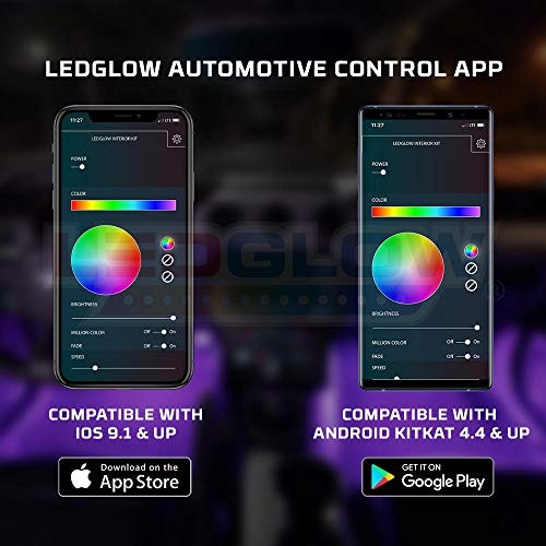 4pc Bluetooth Multi-Color LED Interior Footwell Underdash Neon Lighting Kit