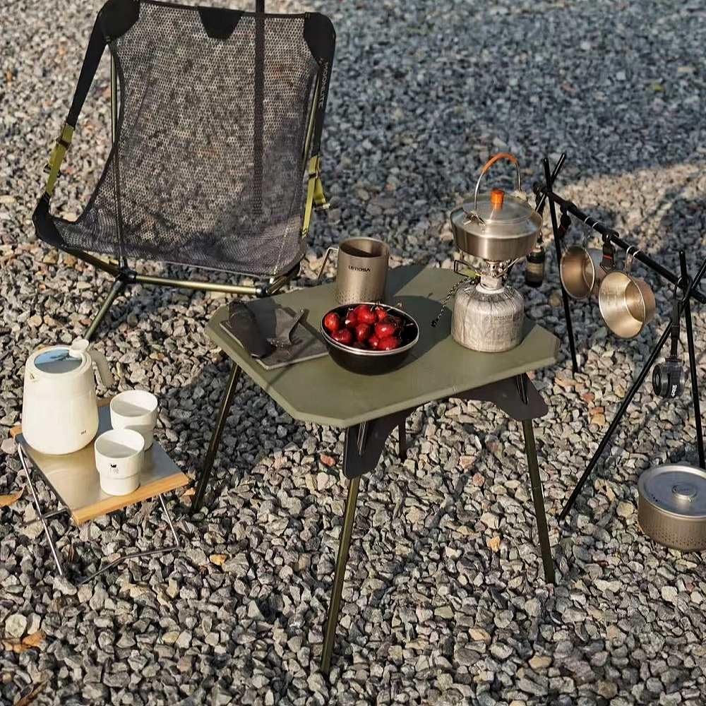 Folding Camping Table,Outdoor Small Portable Aluminum Camp Table with Backpac...