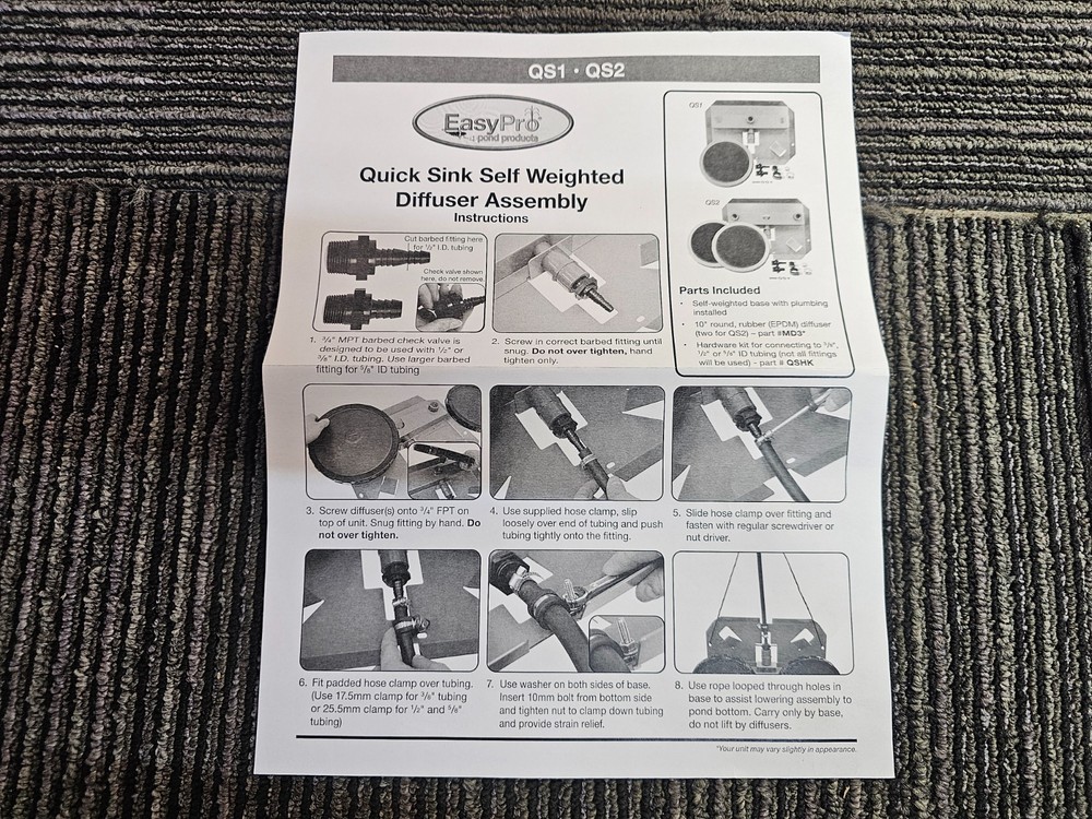 EasyPro QS2 Quick Sink Self Weighted Diffuser Assembly – Double Diffuser