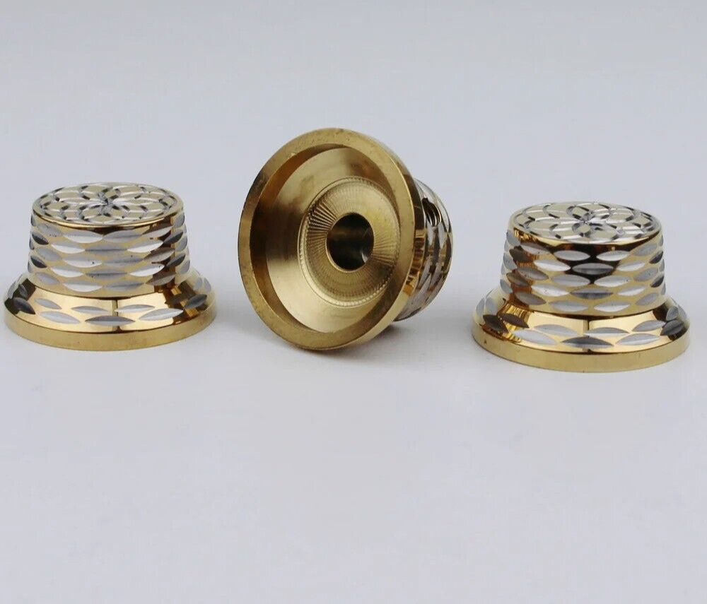 3pcs Gold Metal Guitar Volume Tone Control Knobs For Strat Stratocaster