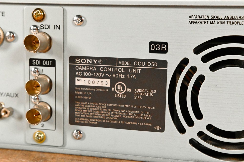 Sony CCU-D50 Camera Control Unit CG01RC1