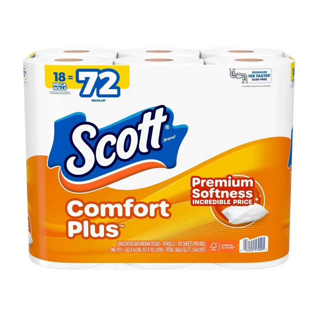 Scott ComfortPlus Toilet Paper, 18 Mega Rolls