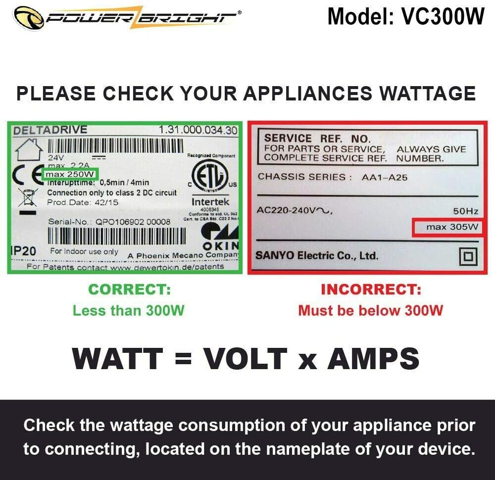 VC300W PowerBright 300W Step Up & Down Transformer / Converter