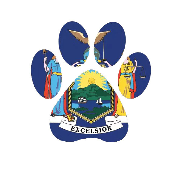 New York State Shaped Paw Print Sticker Decal