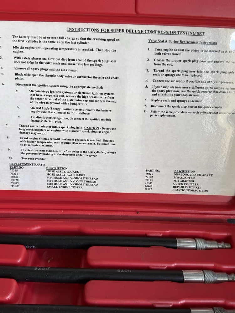 CT166K Matco Tools Compression Test Kit Complete with Case.