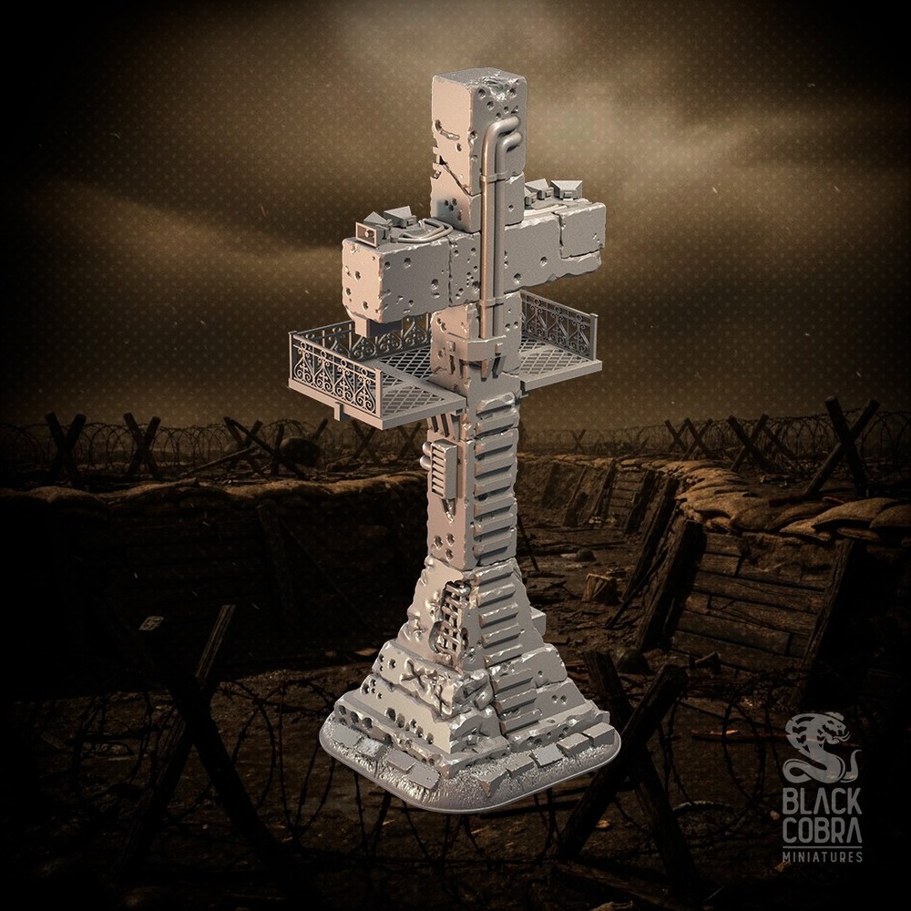 Tabletop Terrain - Wargaming Terrain - Brutal Cross with Platform