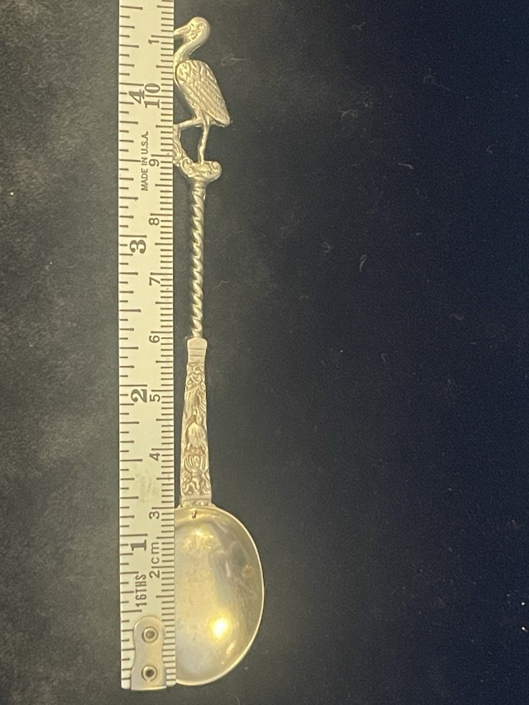 Antique Stork Bird Figural silver Spoon 4 1/2” 13 G 🌺🌺