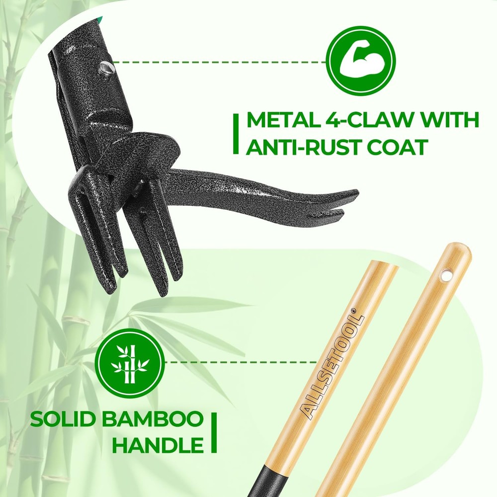 Weed Puller Tool with 2 Weed Eject Feature, 43.7in Stand Up Dandelion Remover...