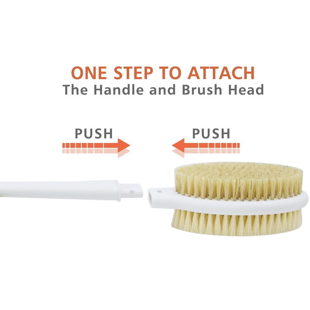 Shower Brush with Soft and Stiff Bristles,20.5" Extra EXTRA LONG HANDLE, Blue