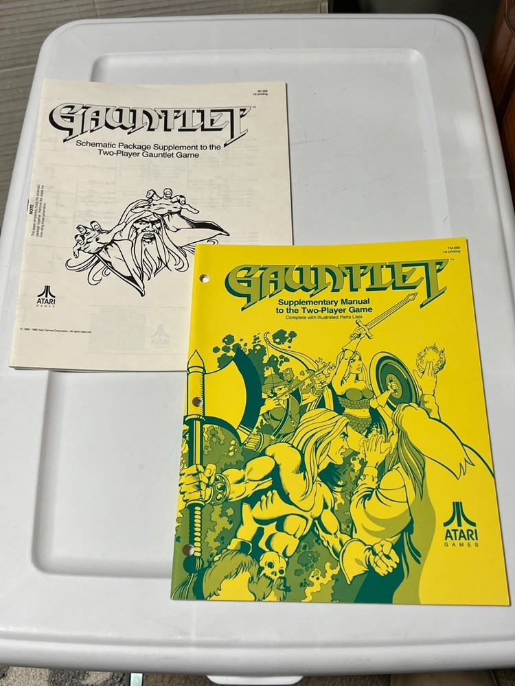 1985 ATARI GAUNTLET TWO PLAYER GAME  MANUAL  AND SCHEMATIC PACKAGE SUPPLEMENT