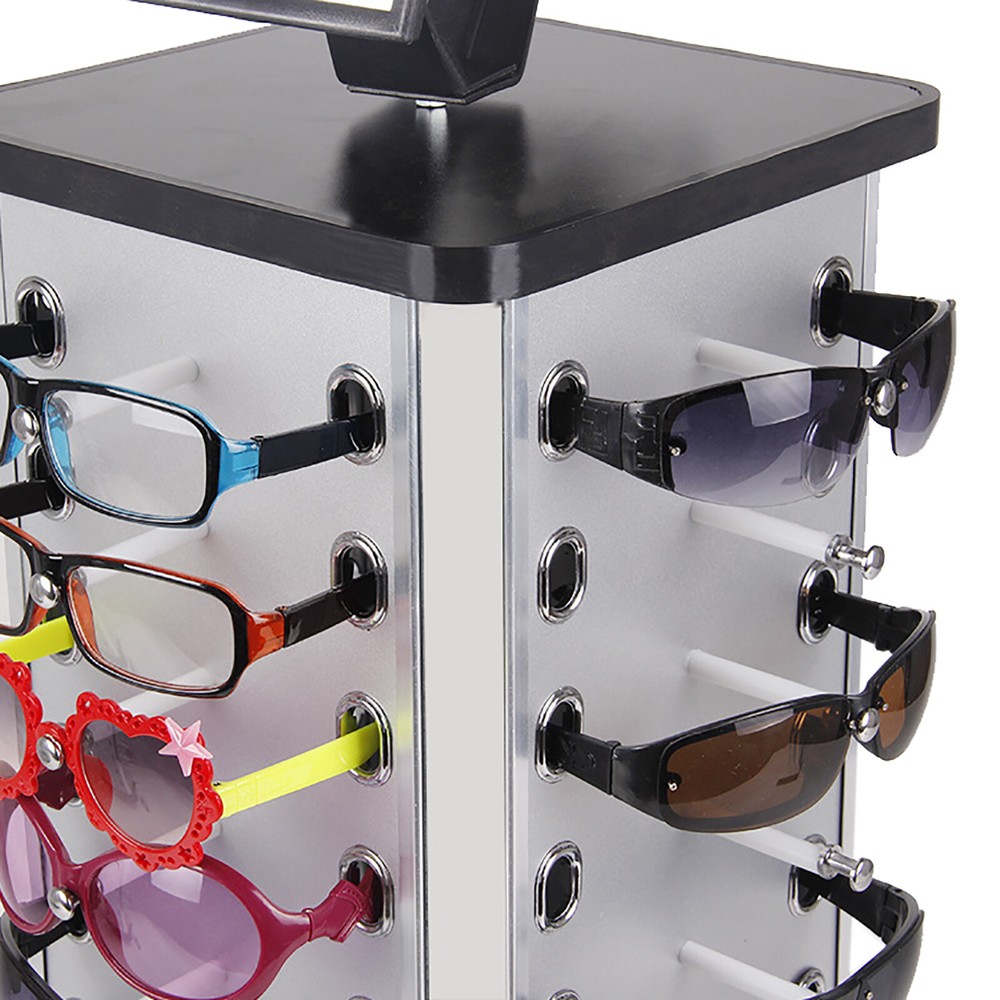 SUNGLASS DISPLAY RACK WITH MIRROR AND SPINNING BOTTOM HOLDS 44 PIECES