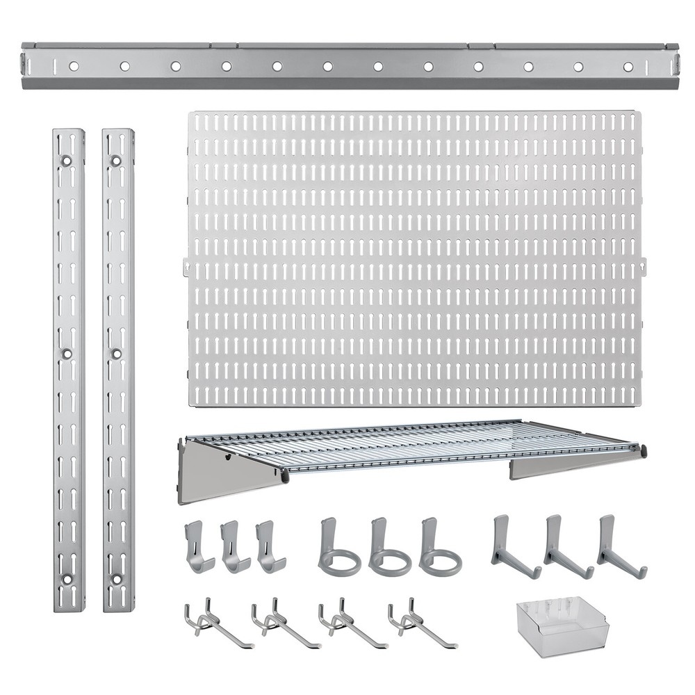 Allspace 21 Piece Garage Organizer Wall Storage System with Pegboard, Hooks and