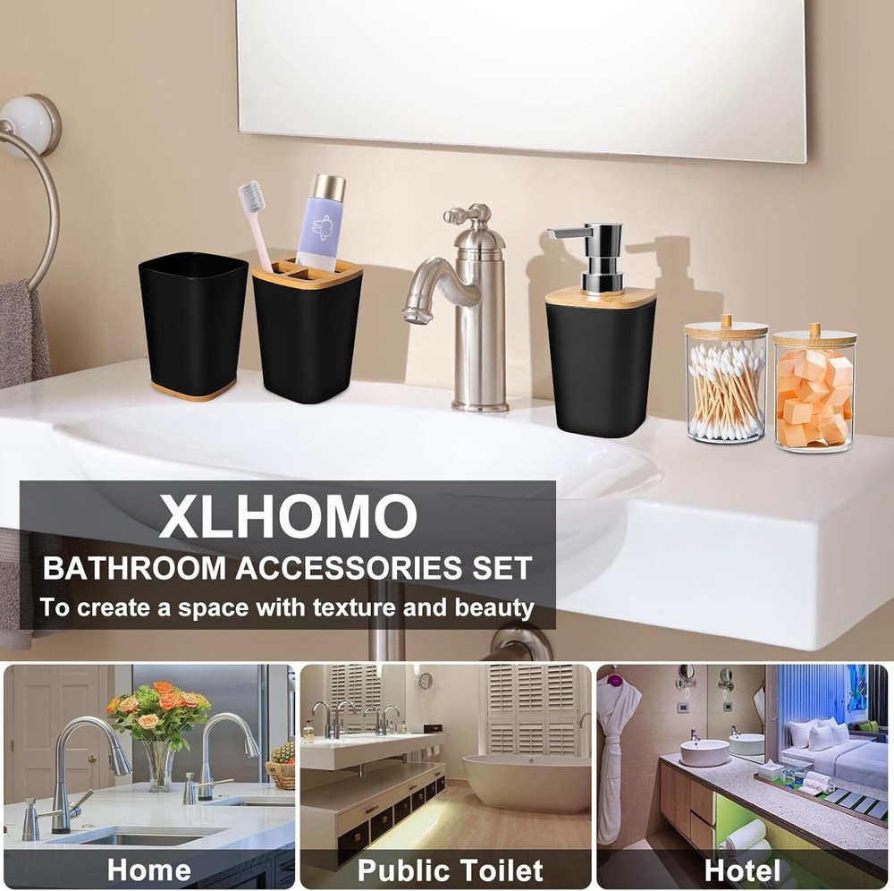 Bathroom Accessory Set, 9 Piece Black Bathroom Accessory Bathroom Decoration