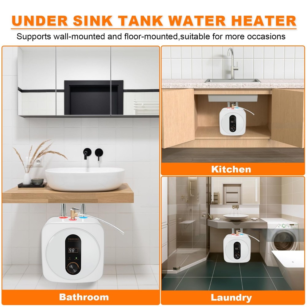 Under Sink Instant Hot Water Heater,2.5 Gallon Mini Tank Water Heaters with L...