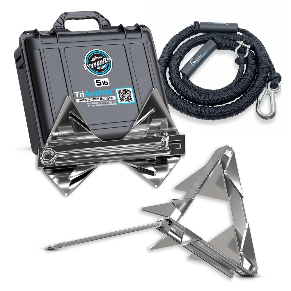 PWC Anchoring Bundle - 5lb TriAnchor with 7ft AnchorMate Bungee Line Silver