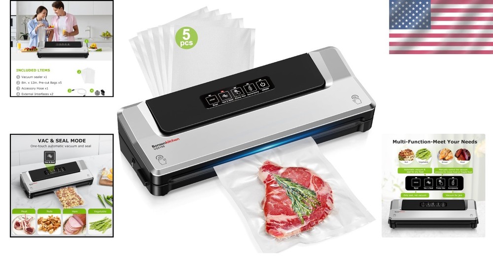 Compact Food Saver | Professional-Grade Sealing | Silver