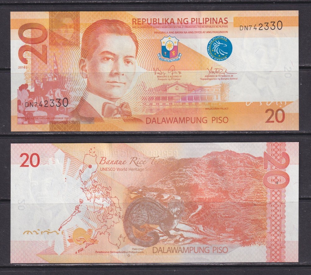 PHILIPPINES - 2016 20 Pesos UNC