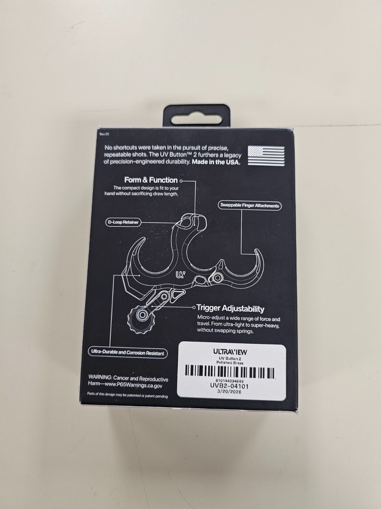 Ultraview UV Button 2 Brass NEW