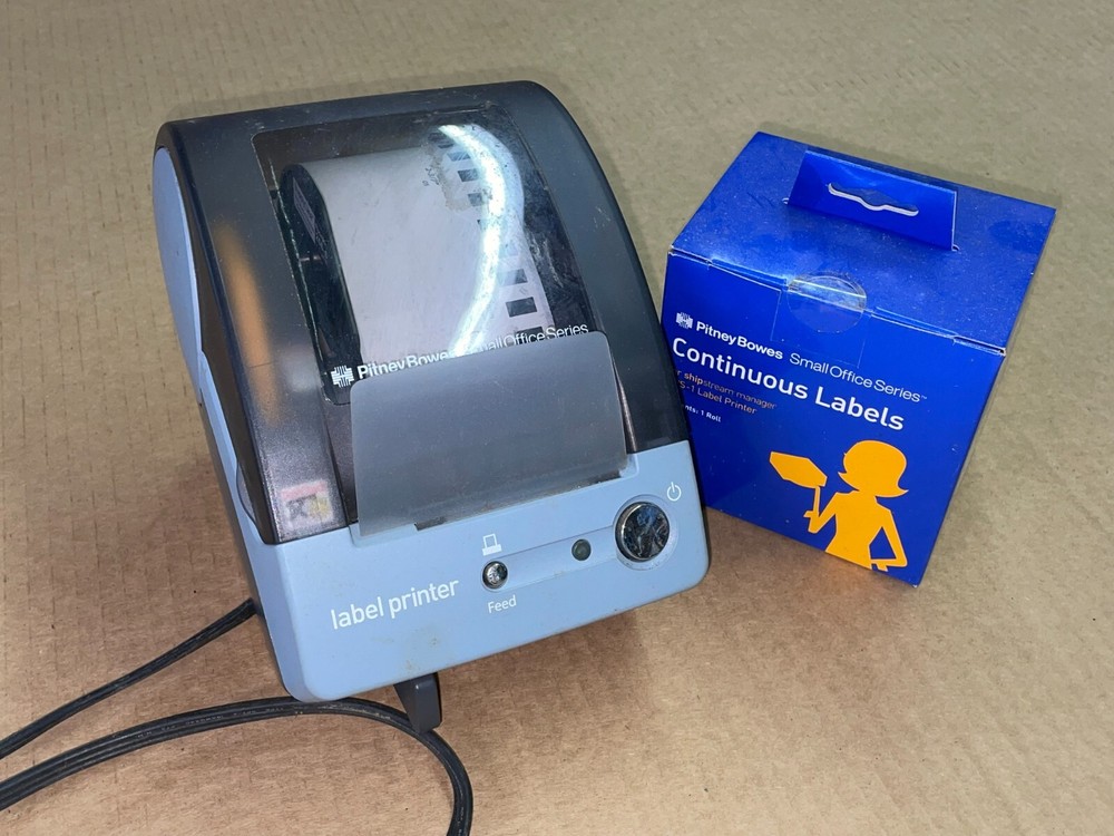 Open Box Pitney Bowes LPS-1 Label Printer Plus A Box of Printer Label