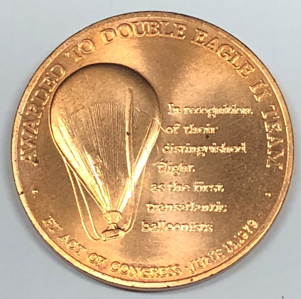 #C5516     FIRST TRANSATLANTIC   BALOON  FLIGHT  BRONZE  MEDAL,