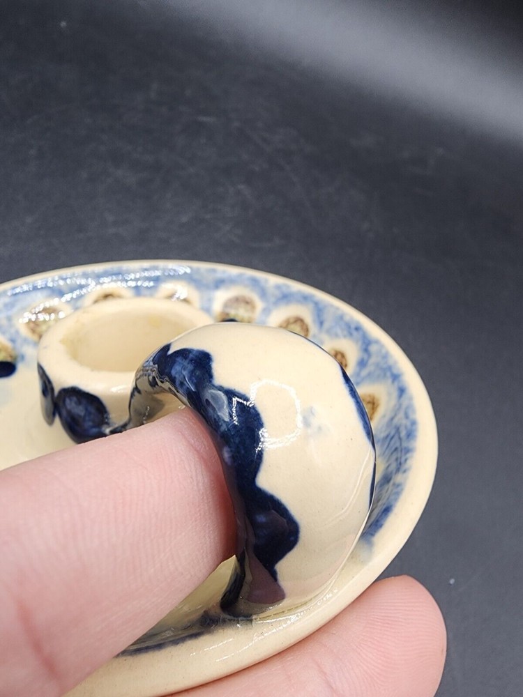 Handmade StudioArt pottery candle Stick holder with handle