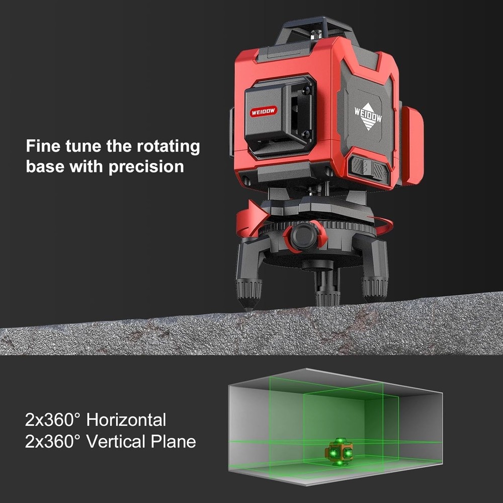 Precision Laser Level with Green Cross Line and Automatic Self-Leveling Feature