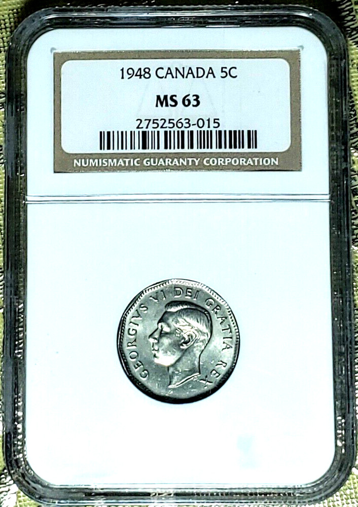 Canada 1948 5¢ Nickel NGC MS63