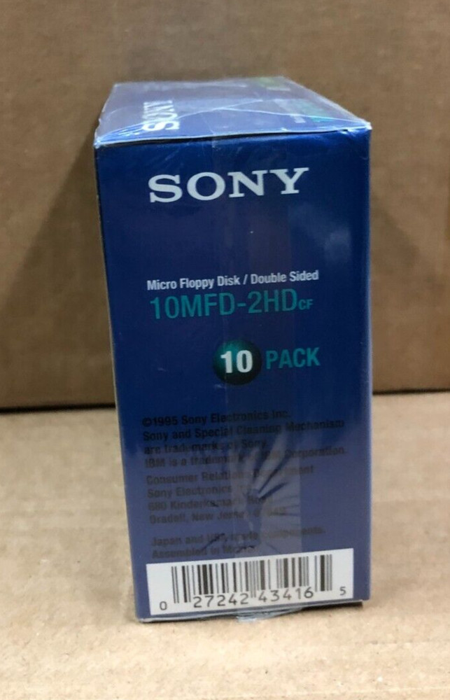Sony IBM Formatted 2HD Micro Floppy Disk Double Sided 3.5 Diskettes 10 Pack