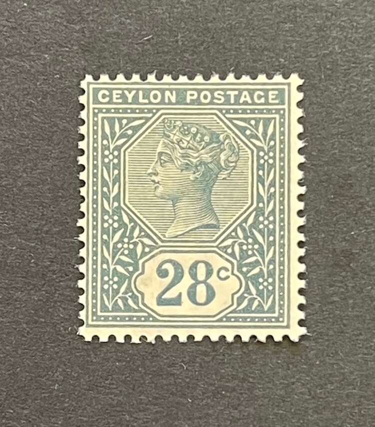 Ceylon SG 199 28c slate MNH - CAT £26