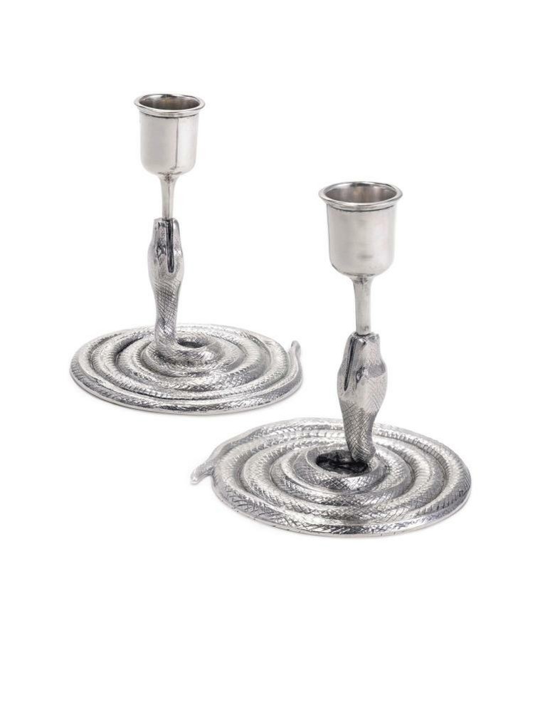 Pair of Silver Serpent Candlesticks