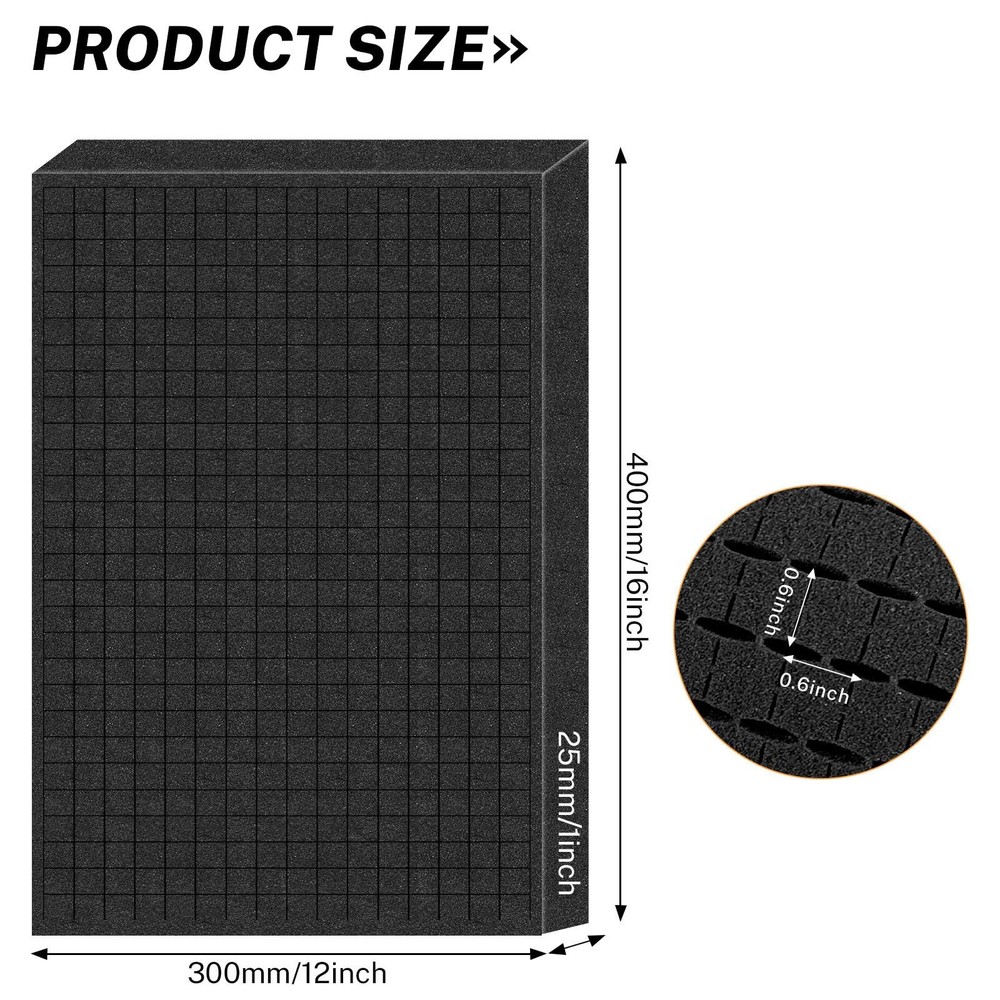 Polyurethane Foam Padding Pick Pluck Sheets Black 16x12x1 Inch Toolbox 2 PCS