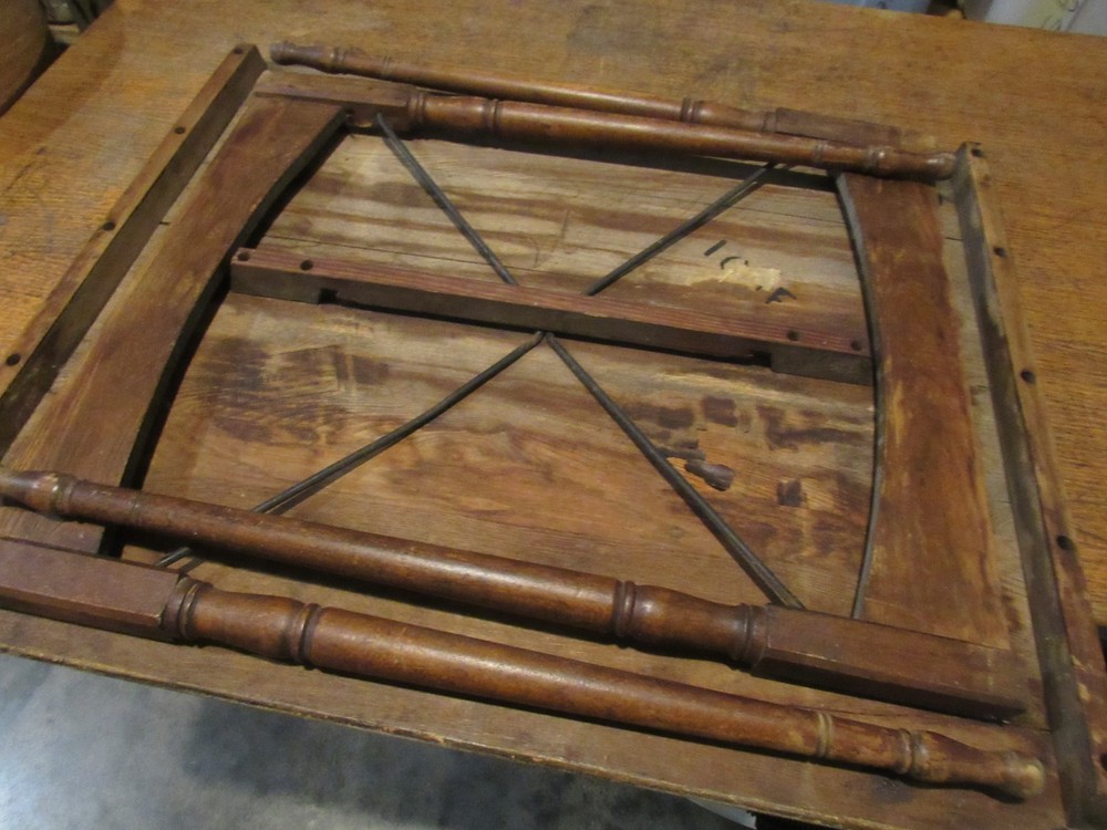 ANTIQUE ORIGINAL 1800's FOLDING CHESS CHECKERBOARD TABLE SOLID PLANK TOP